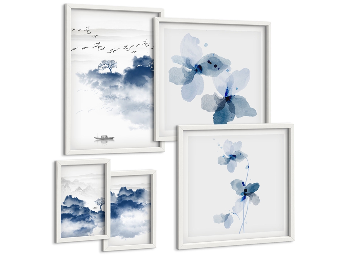 Conjunto De Pinturas Paisagens Flores Água Tranquilidade Espelharte (5 Peças)