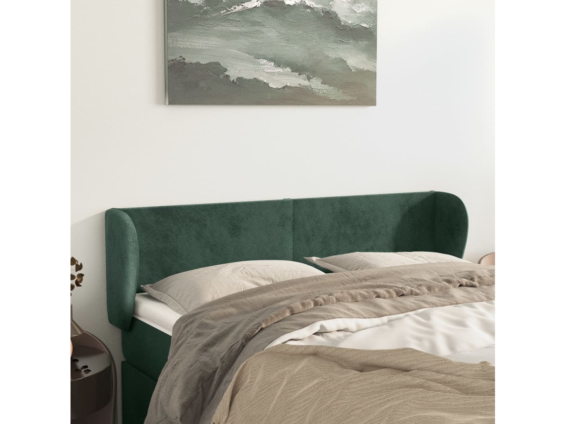 Cabecero con Alas de Terciopelo 147x23x78/88cm Verde Oscuro