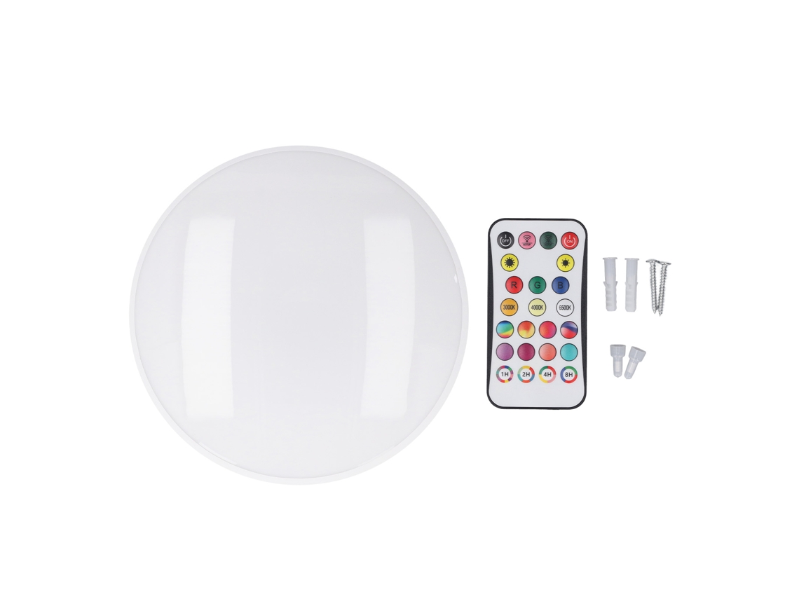 Rebe-lâmpada De Teto Led Embutida Rgb Com Controle Remoto 24w 3000k-6500k Ajustável Redonda Para Quarto Cozinha