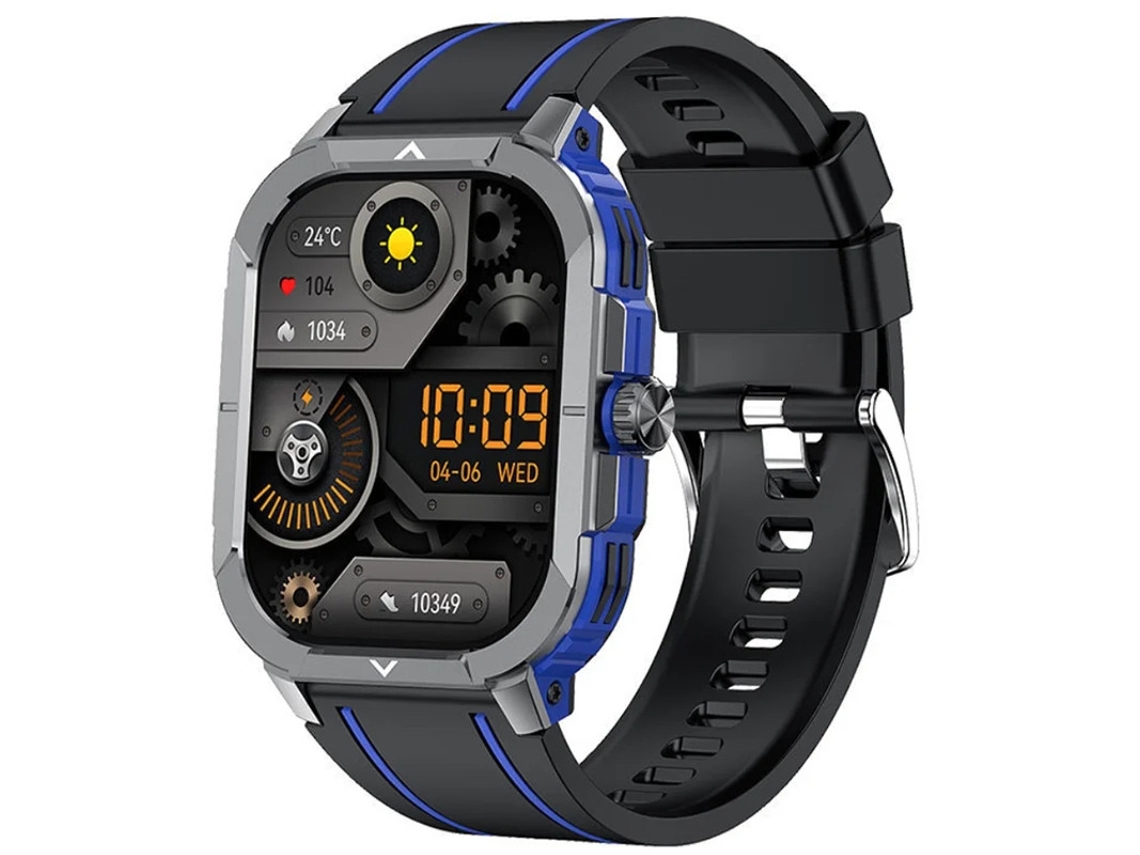 Relógio inteligente Bluetooth Bestvite, controle de voz, smartwatch para ciclismo ao ar livre com rastreador de condicionamento físico, azul