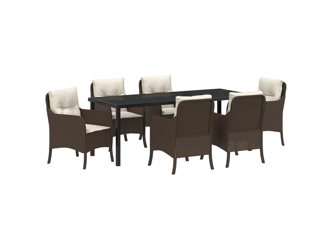 Conjunto 7 Conjunto De Jardim Vidaxl Castanho Vime Pe (200 X 80 X 73 Cm)