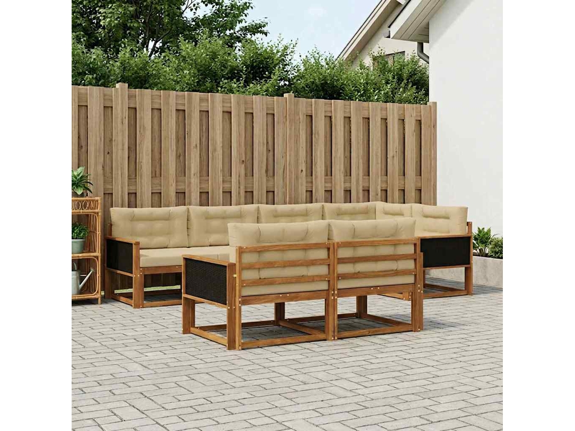 Vidaxl Conjunto De Sofás Para Exterior 8 Unid. Natural E Bege