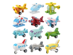 12pcs Conjunto Carros De Brinquedo De Madeira Infantil Educativo Cartoons Para Bebê(2)