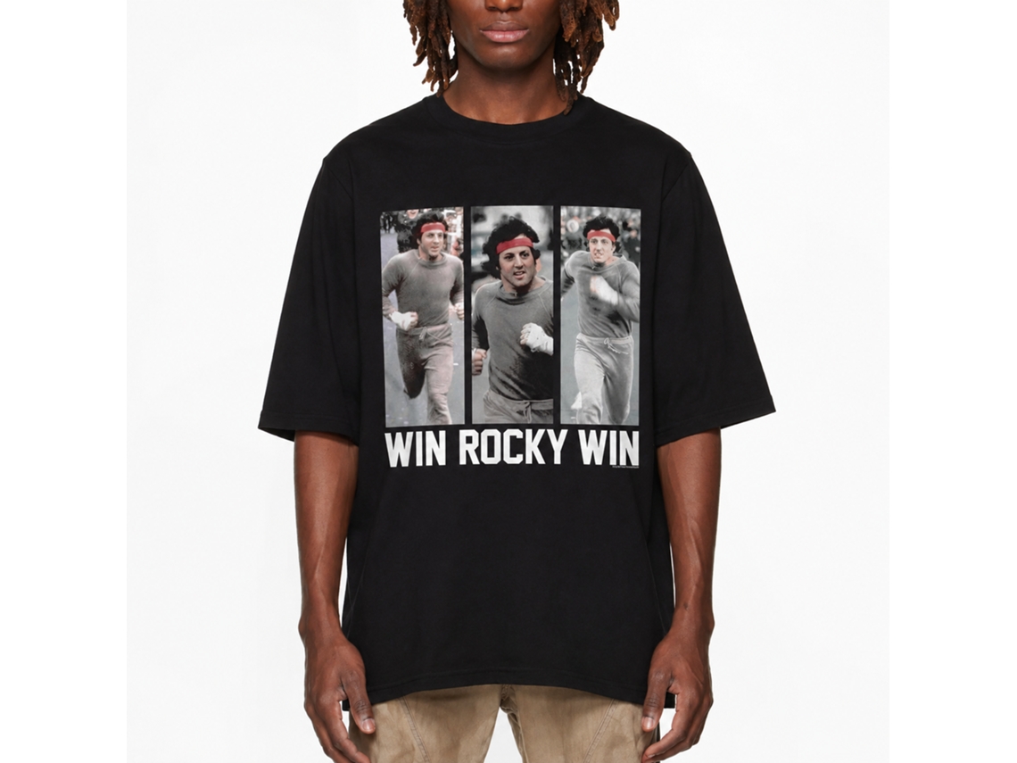Rockinstone Rocky Movie Run Rocky Run Black Adult T-shirt Size:xxl