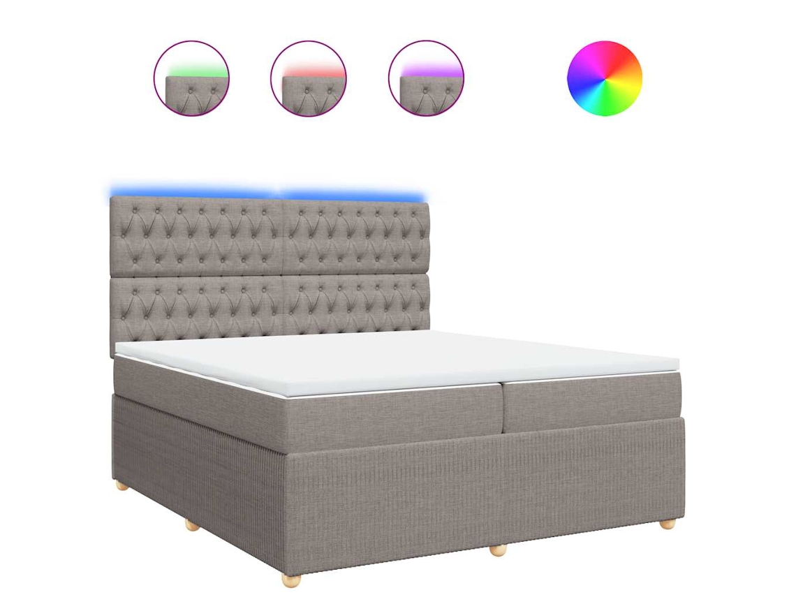 Conjunto 1 Cama Box Spring Vidaxl Marrom-acinzentado Tecido (200 X 200 X 150.5 Cm)