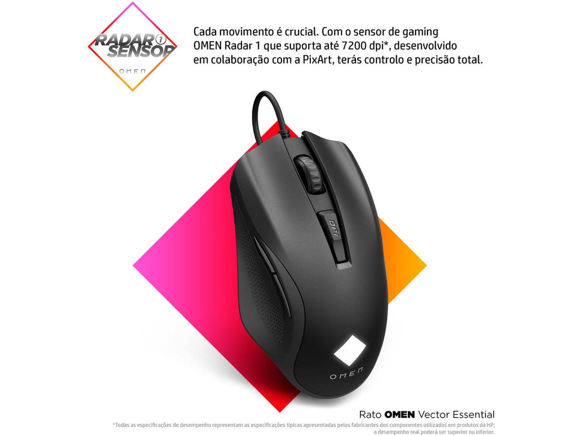 Rato Gaming HP Omen Vector Essential (7200 Dpi - Preto)