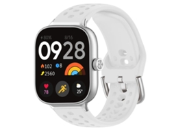Bracelete Para Xiaomi Band 9 Pro / 8 Pro - Silicone Esportivo - Fivela Prateada Branca
