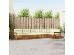 Vidaxl Conjunto De Sofás Para Exterior 6 Unid. Natural E Creme