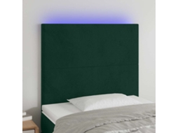 Vidaxl Cabeceira De Cama C/ Led Veludo 90x5x118/128 Cm Verde-escuro