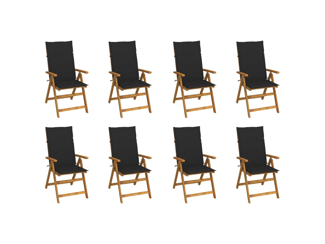 Cadeiras De Jardim Dobráveis C/ Almofadões 8 Pcs Acácia Maciça Dkd Home Decor