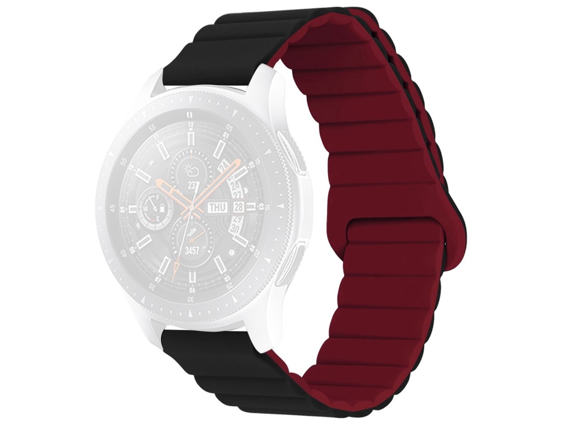 Bracelete Silicone Magnético 22Mm para Haylou Rt/Rt2/Gst/Gs/Rs3/Huawei Watch 3/Xiaomi Watch S1/S1 Active Vinho Preto/Vermelho