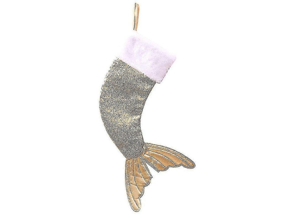 1 Peça Meia De Natal Com Lurex E Cauda De Peixe Para Decoração E Presentes