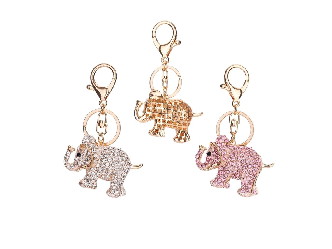 2026 chaveiro de Liga com Elefante de Strass Branco