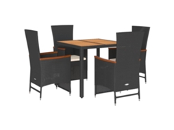 Conjunto de 5 Jantar para Jardim com Almofadões Vime Pe Preto MAISON EXCLUSIVE