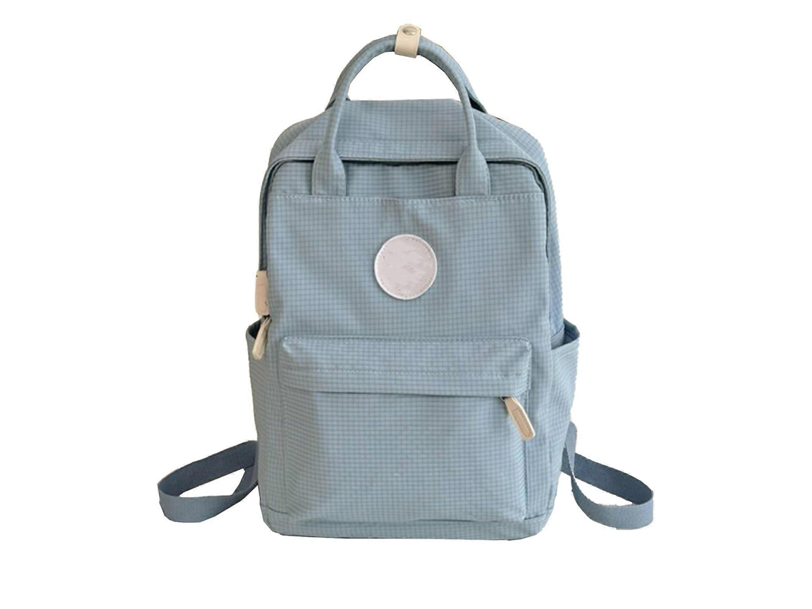 Mochila Grande Coreana Moderna Com Vários Bolsos, Versátil Para Armazenamento Organizado, Alça De Ombro Ajustável, Azul Celeste.