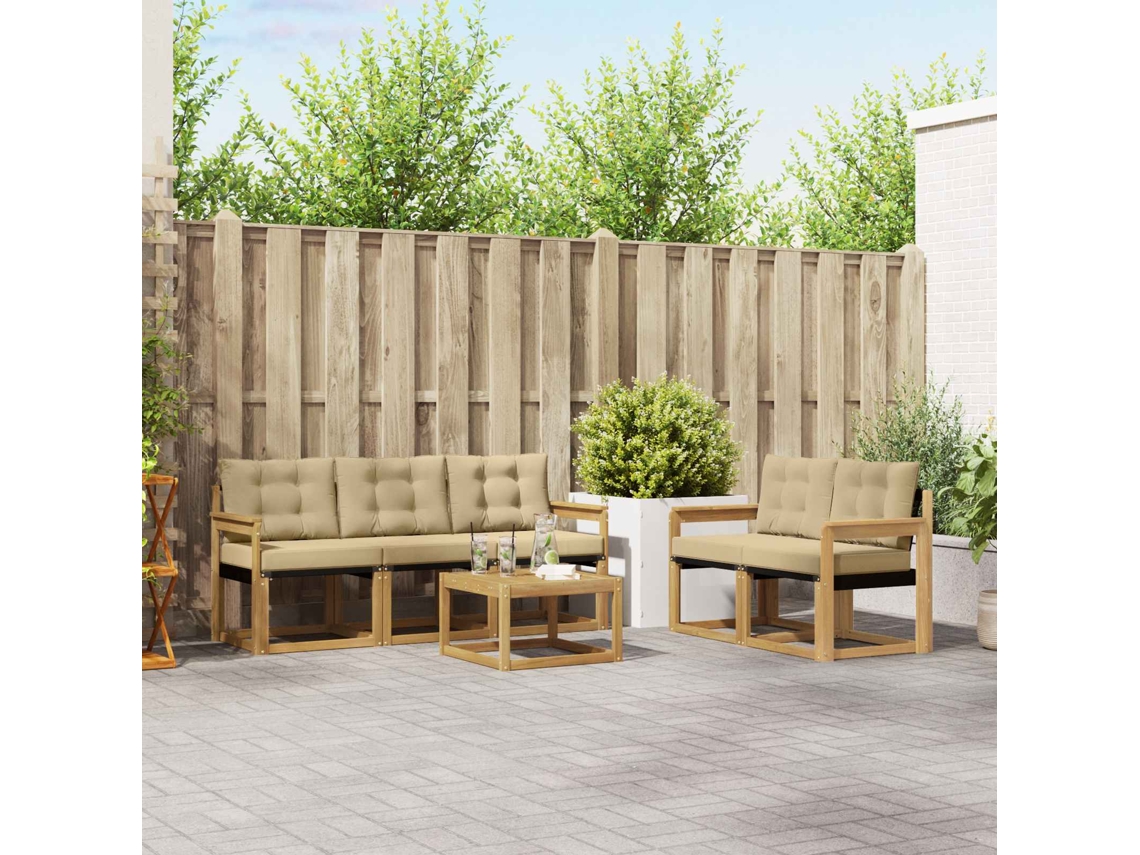 Vidaxl Conjunto De Sofás Para Exterior 6 Pcs Branco E Bege