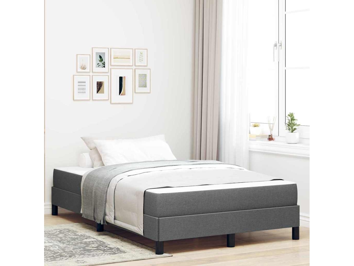 Vidaxl Cama Box Com Colchão Cinza Escuro 120 X 190 Cm Tecido