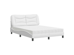 Bed, Beds Vidaxl Branco Couro Artificial (140 X 200 Cm)