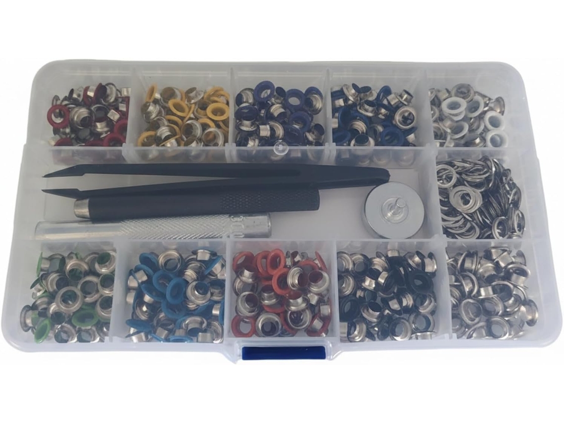 Kit De Ilhós Multiuso Com 402 Peças Para Tecido, Couro E Lona – Anéis