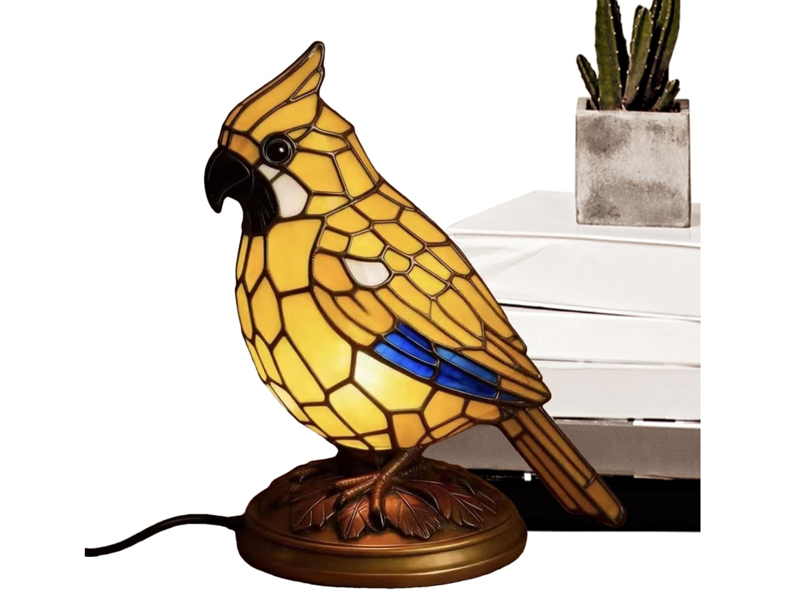 Luminária De Mesa Retrô Ornamental Em Led Com Escultura Pássaro