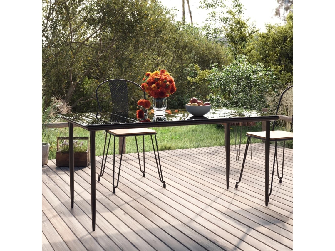 Vidaxl Mesa De Jantar Para Jardim 160x80x74 Cm Aço/vidro Temperado