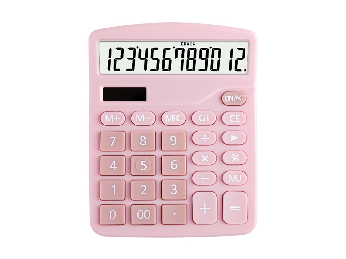 Calculadora de Mesa Básica de Grande Porte com 12 Dígitos e Acionamento Duplo BRILVIBERA (rosa)