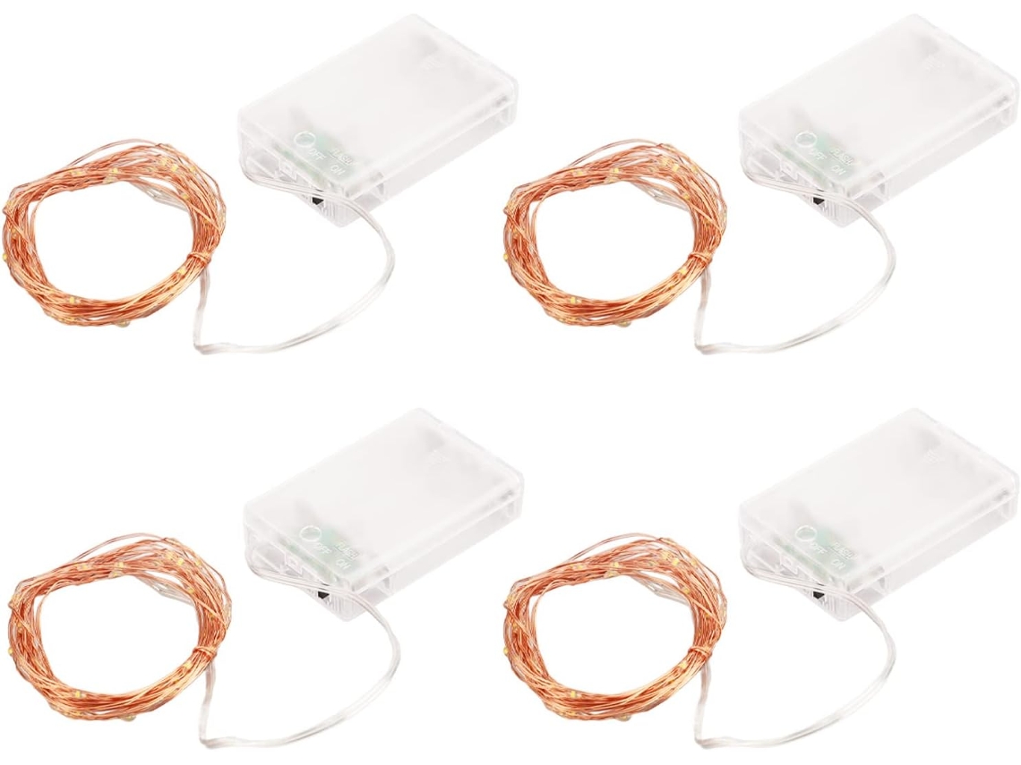 Cordão De Luzes Led À Bateria, Branco Quente, Seguras Para Festas