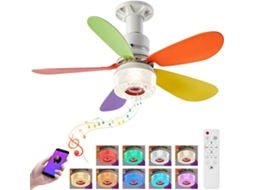Ventilador de Teto E27 EIFSON 40w com Rgb Coluna Bluetooth e Controlo Remotomulticolor