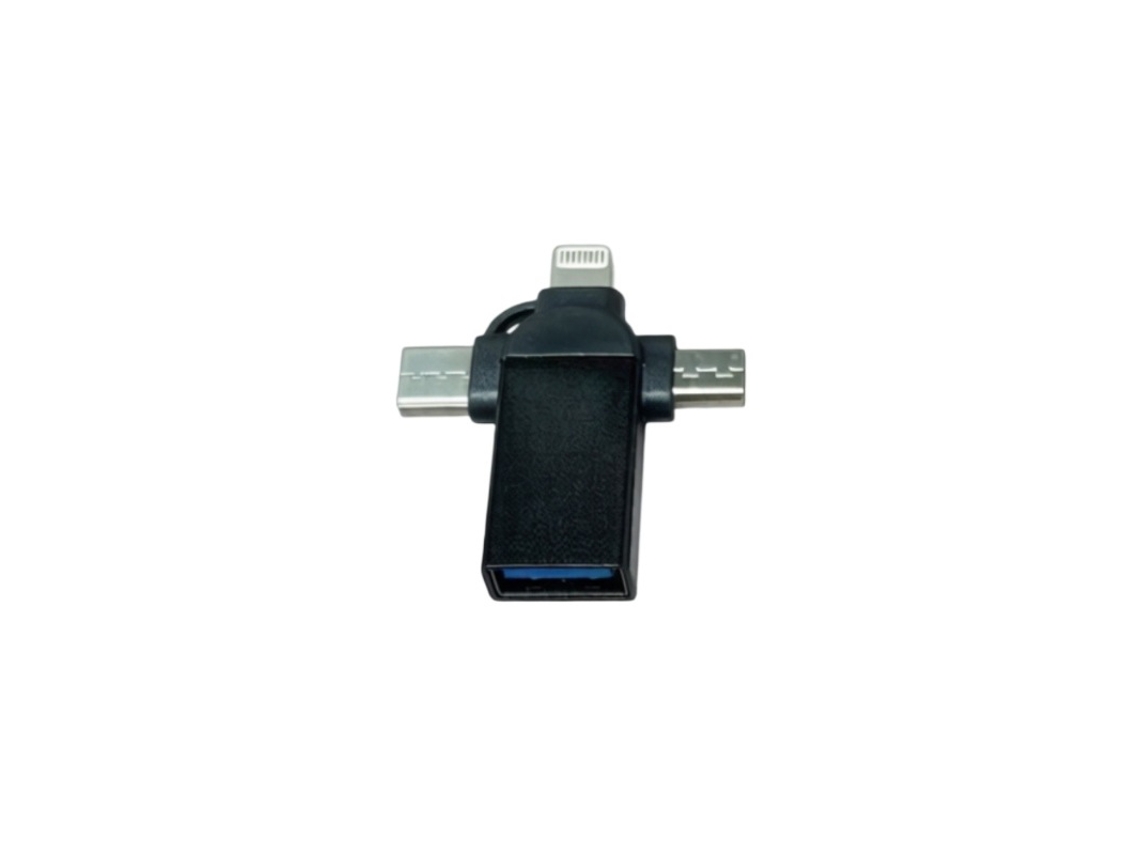 Adaptador Otg 3 Em 1 Para Android, Type-c E Apple, Compatível Com Pen Drives, Periféricos Mouse