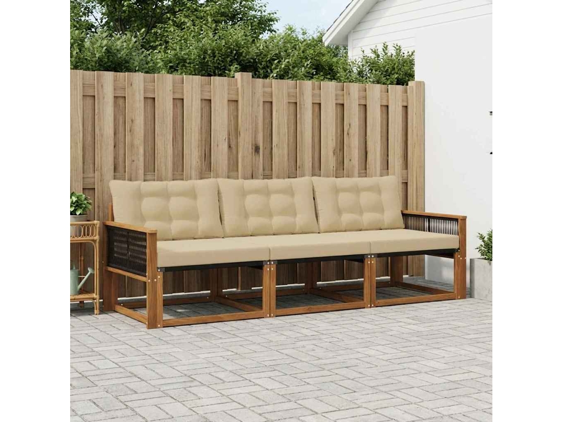 Vidaxl Conjunto De Sofás Para Exterior 3 Unid. Natural E Bege