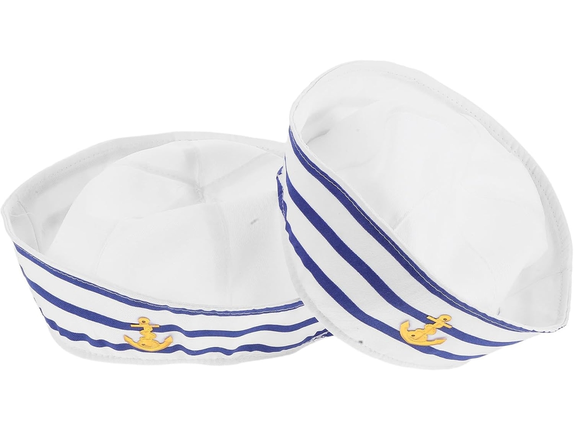 Chapéu De Capitão Para Cosplay De Duas Peças Em Poliéster Leve Com Listras Azuis E Brancas, Acessório Confortável.