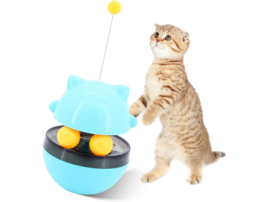 Gato leaky brinquedo cão de estimação alimentador comida dispensador  brinquedos 360 ° roda rotatable treinamento interativo exercício jogo  alimentação