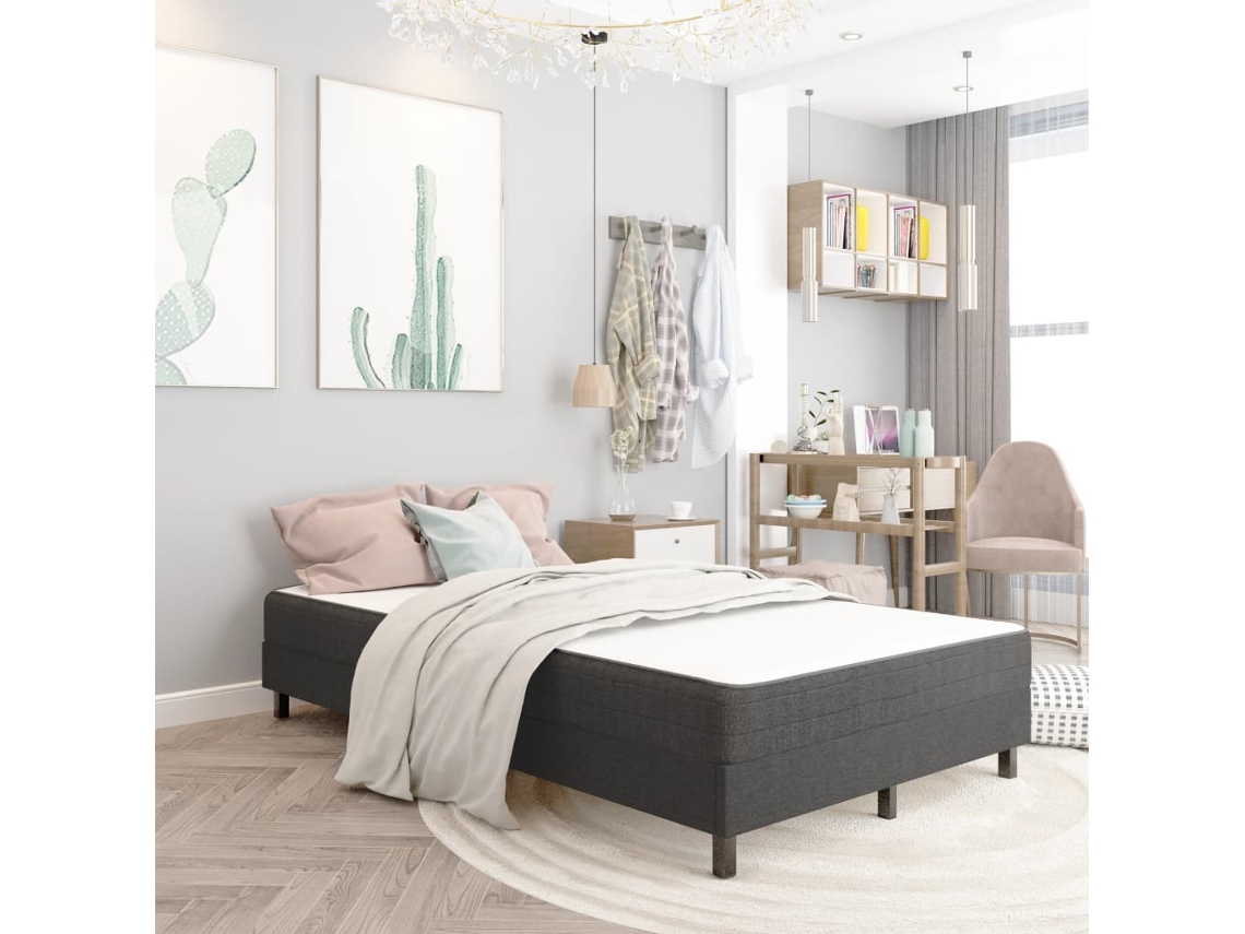 Vidaxl Cama Boxspring 120x200 Cm Tecido Cinzento