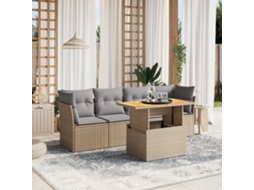 Vidaxl 5 Pcs Conjunto de Sofás P/ Jardim com Almofadões Vime Pe Bege