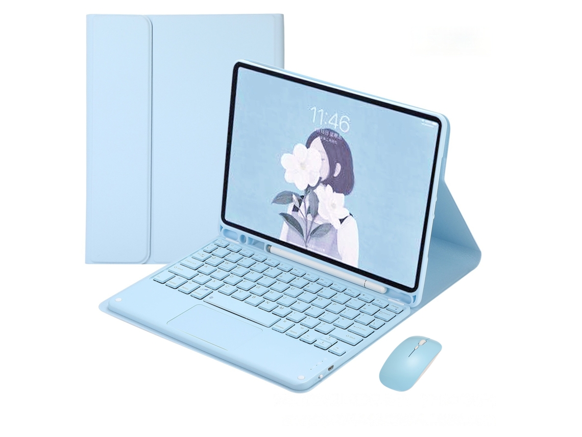 Capa Com Teclado Touchscreen Para Samsung Galaxy Tab A11 Plus 11 Polegadas Com Mouse, Azul Celeste Gertiz (2025)