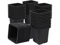 60 Macetas de Crescimento para Plantas, Macetas Quadradas de Plástico Preto com Drenagem, 7x7cm