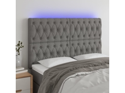 Cabecero con LED Tela 144x7x118/128 cm Gris Oscuro