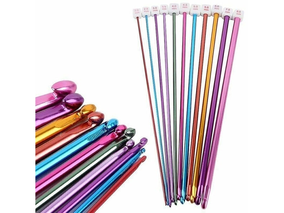 Conjunto De 11 Agulhas De Crochê Tunisiano Em Alumínio, 27 Cm (10,6 Polegadas), 2-8 Mm