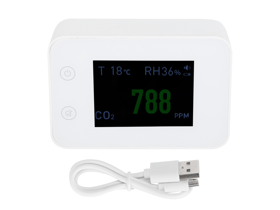 Detector de qualidade do ar com CO2 e PM2.5, USB, branco LAXISCREED