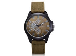 Relógio masculino casual esportivo de quartzo com pulseira de lona e numerais romanos (verde)