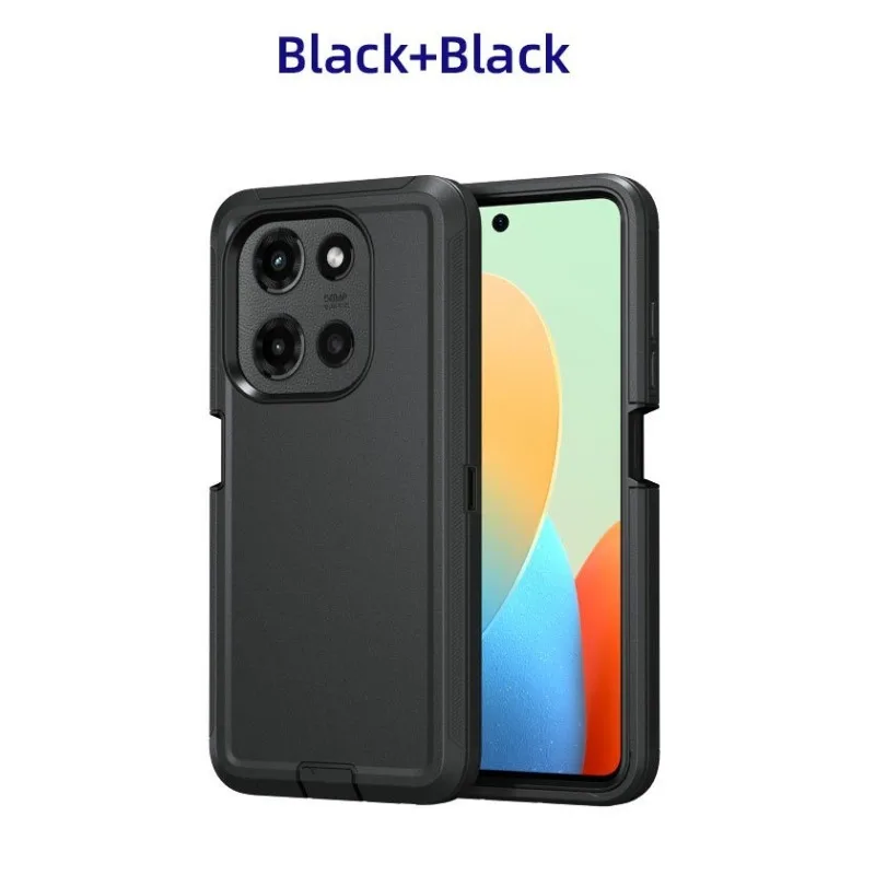 (preto, Motorola Moto G (2025)) Capa Protetora De Tripla Camada, Capa Protetora De Material Híbrido Resistente
