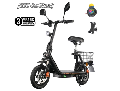 Trotinete Elétrica Twofish M5 Pro E Certificada Eec 500w 48v 13ah 40km/h Freios Duplo Disco Amortecedores Dianteiros E Traseiros Com Assento E Cesto