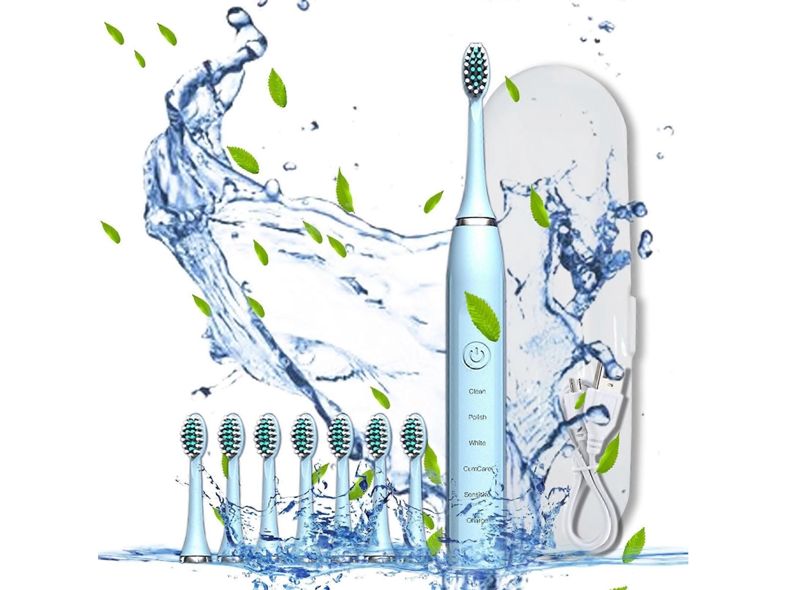 Escova De Dentes Elétrica Com 8 Cabeças De Escova, Estojo Para Escova De Dentes, 5 Modos De Limpeza, Temporizador Inteligente De 20 Velocidades,