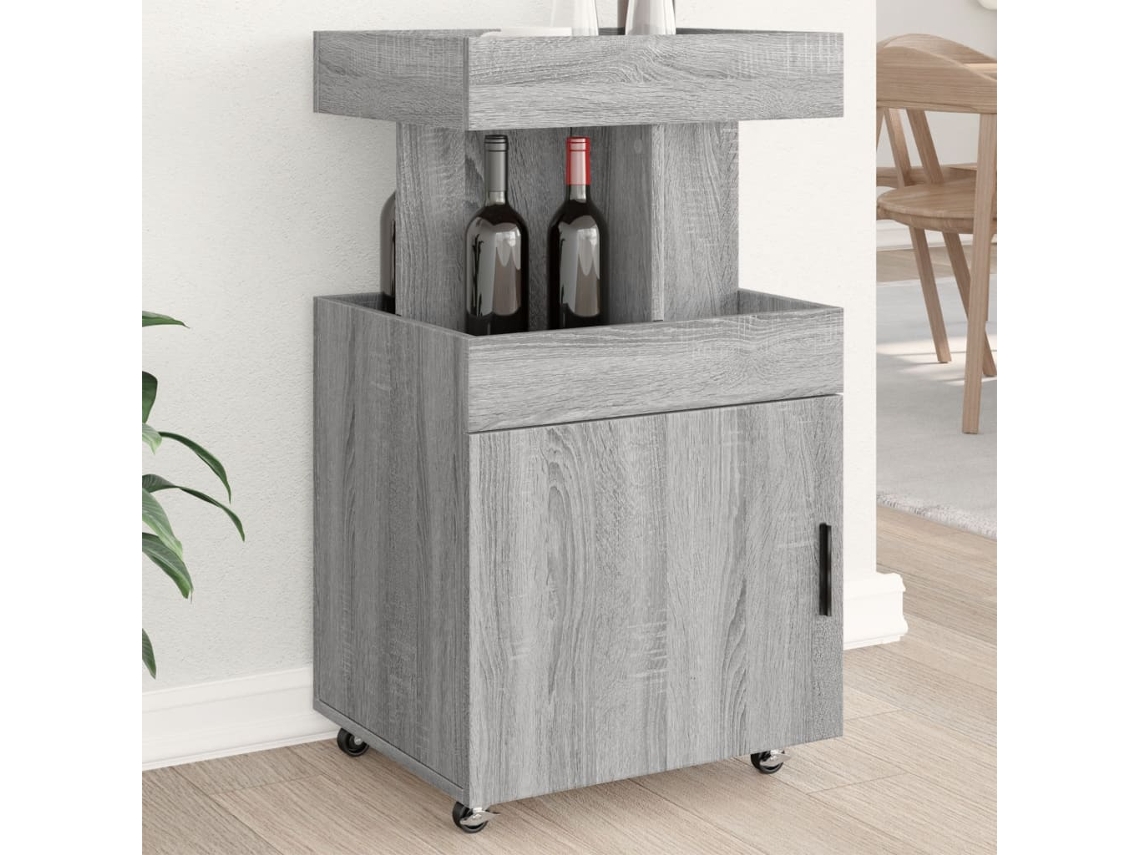 Vidaxl Carrinho De Bar 50x41x89cm Derivados De Madeira Cinzento Sonoma