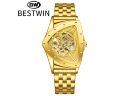 Relógio Mecânico Masculino Esqueleto Triangular MDUG (dourado)