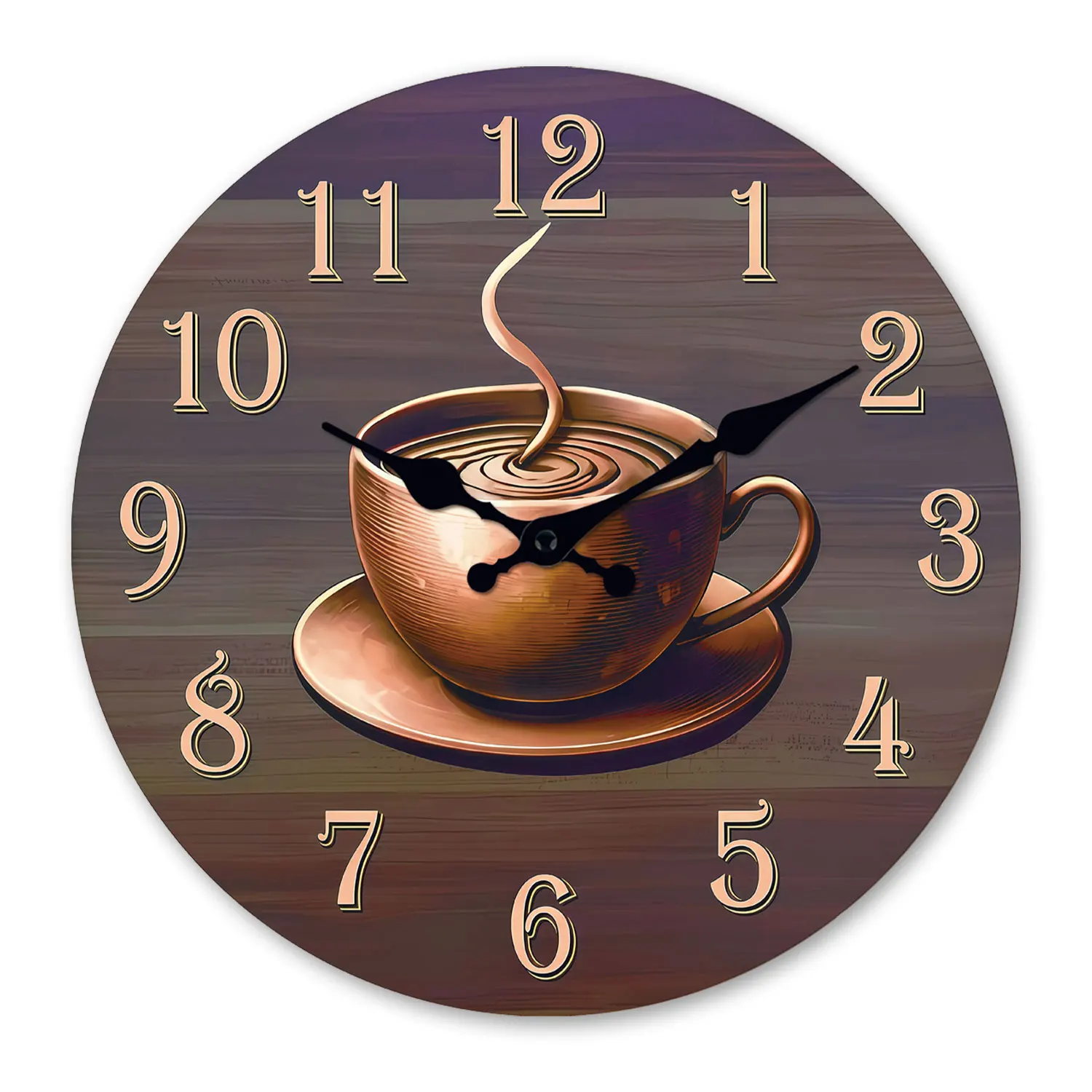 Relógio De Parede Vintage Em Madeira Cinza-fumê, Estilo Campestre, Em Formato De Xícara De Café (25 Cm), Com Mecanismo De Quartzo Silencioso.