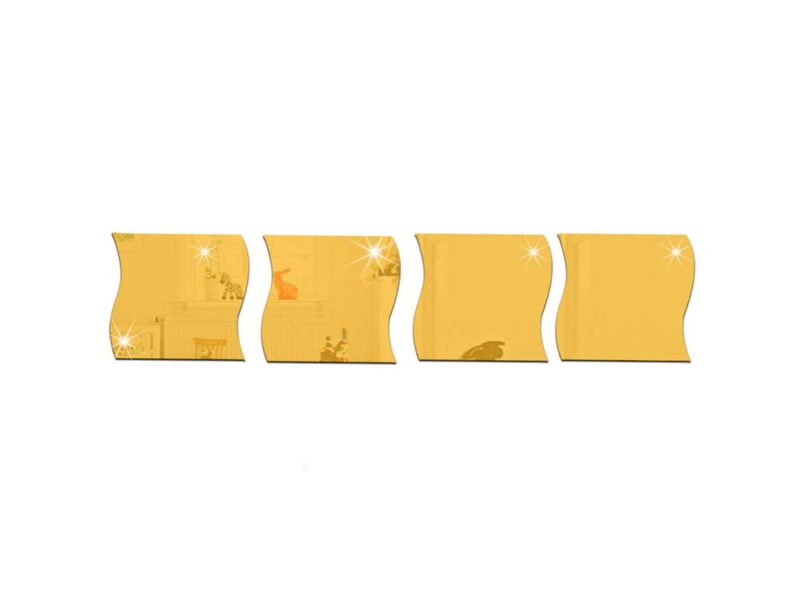 Adesivos de acrílico Baok com ondas estéreo para decoração de quartos infantis (Dourado M)