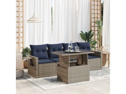 Vidaxl 5 Pcs Conjunto Sofás De Jardim Com Almofadões Vime Pe