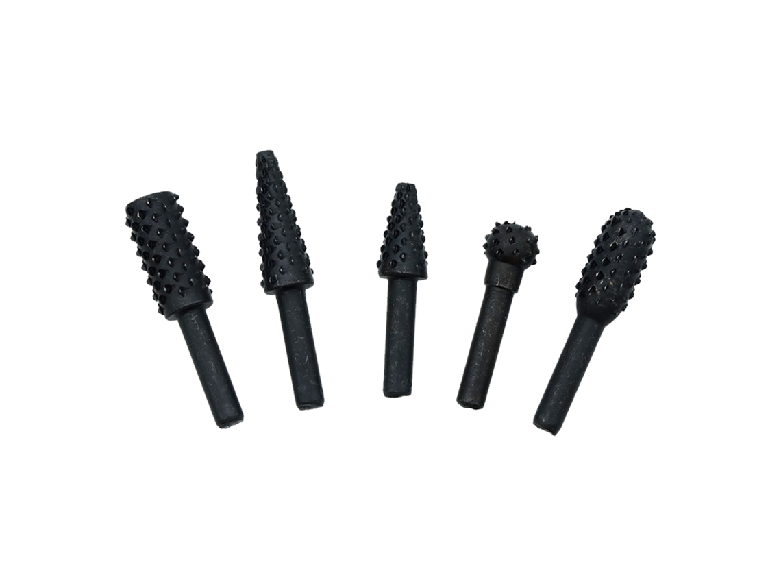 Jogo De 5 Lixas Rotativas Aço Carbono Com Haste De 1/4in Para Marcenaria Preto