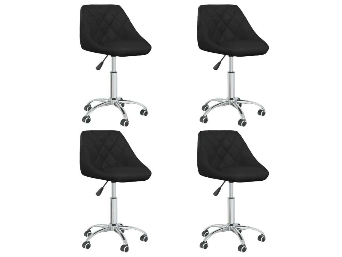 Vidaxl Cadeiras De Jantar Giratórias 4 Pcs Couro Artificial Preto